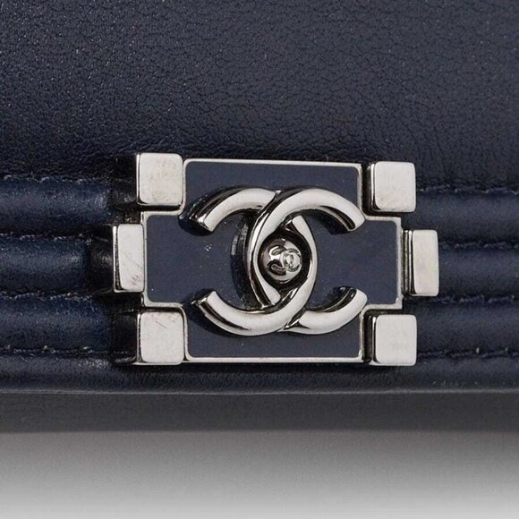 Chanel Black/Blue Quilted Leather Boy WOC Clutch Bag w/ Removable Strap - Picture 5 of 11